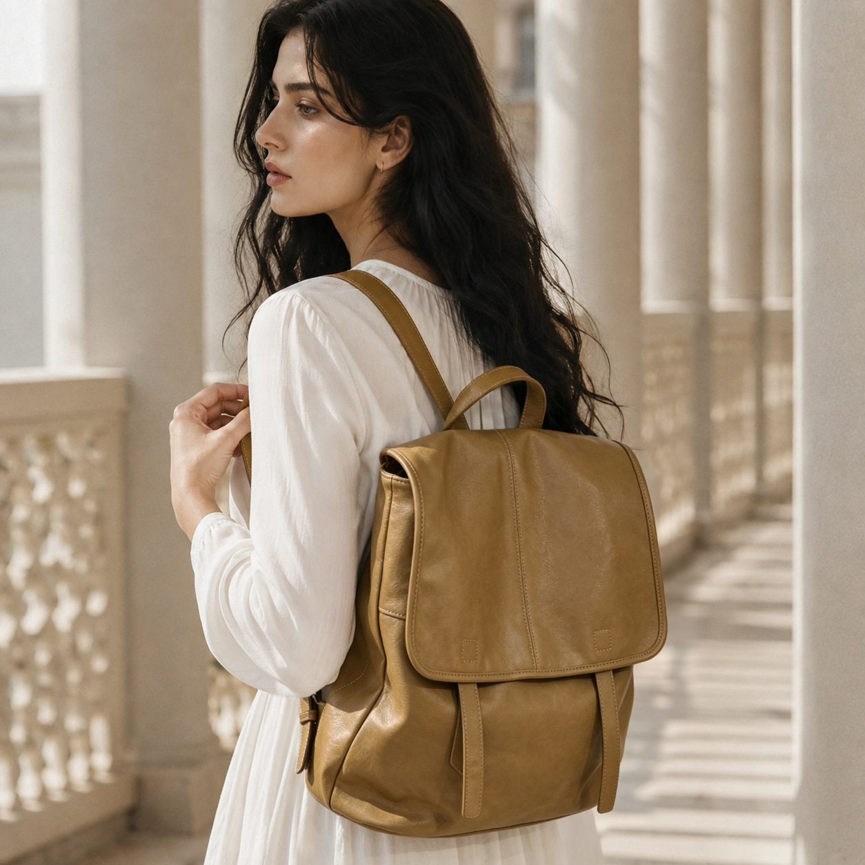 Leather Work Backpack - 2026年新型、バックパック、業務用のベジタブルタンニンなめし革、大容量カジュアルバックパック。