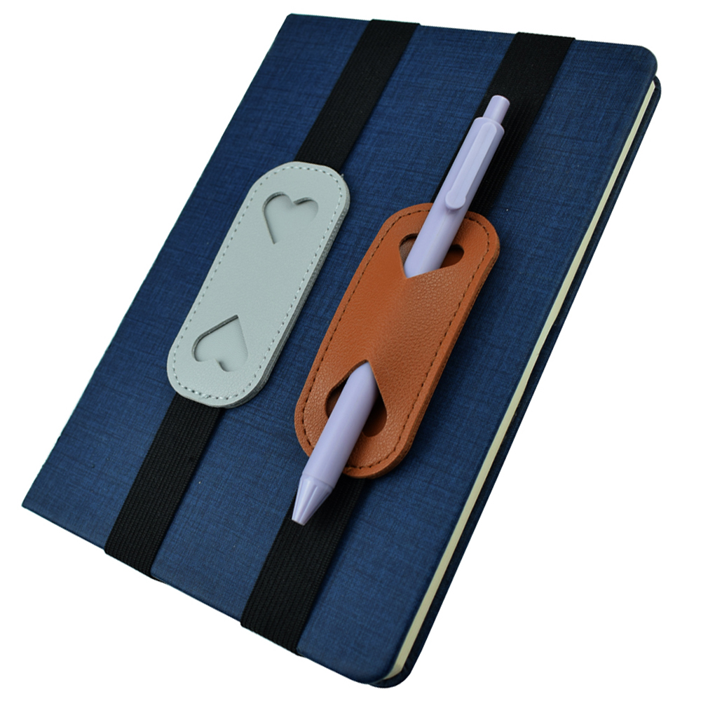 Leather Work Notebook - 伸縮性のあるPUレザーペンホルダーバンド、ノートブックカバー、ジャーナル、書籍アクセサリー用、筆記具を便利に保管