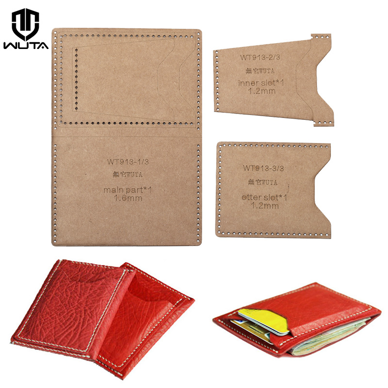 Leatherwork Patterns - Wuta 913-革製カードケース,クラフト紙モデル,水平,シンプル,財布,革柄セット,日曜大工ツール