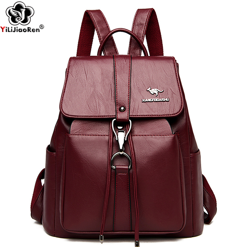 Leather Work Backpack - 抗盗難バックパック女性のショルダーバッグ有名なブランドレザーバックパック女の子大容量スクールバッグ女性バックパック