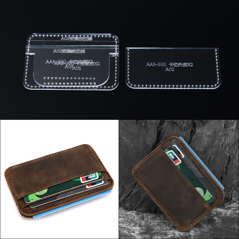 Leatherwork Patterns - 1 セット DIY アクリルレザーテンプレートホーム手仕事革細工縫製パターンツールアクセサリーカードパッケージ財布 7*10*0.5 センチメートル