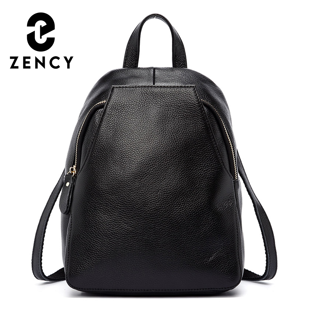 Leather Work Backpack - Zency チャーム女性バックパック 100% 本革盗難防止ボタンエレガントな女性旅行バッグ通学女の子のためのホリデーナップザック