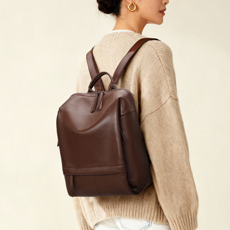 Leather Work Backpack - Aidrani レディース 本革バックパック 2026 マイヤールスタイル 大容量