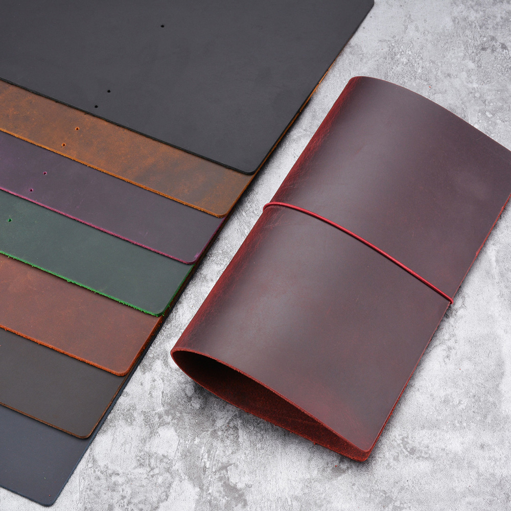 Leather Work Notebook - DIYノートカバー クレイジーホースレザー A5/A6/スタンダード/ポケット/パスポートサイズ トラベラーズノートカバー ゴムバンド付き