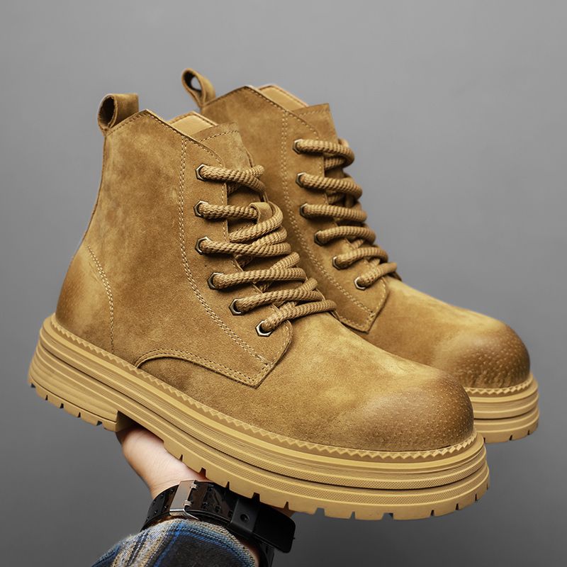 Leather Work Boots - 高品質男性アンクルブーツファッションレザーブーツアウトドアカジュアルシューズノンスリップハイトップ男性作業靴クラシック手作りブーツ