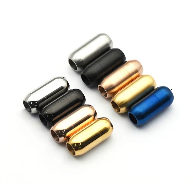 Leatherwork Diy - 5 ピース/ロットステンレス鋼磁気クラスプエンド穴 5 ミリメートル 6 ミリメートル