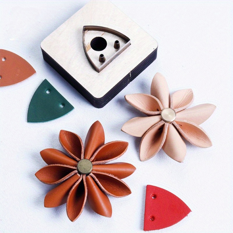 Leatherwork Projects - 革裁断型抜き 花びら型 木製型抜き DIY革工芸ツール 3D革花ブローチ作成用 スチールルール型