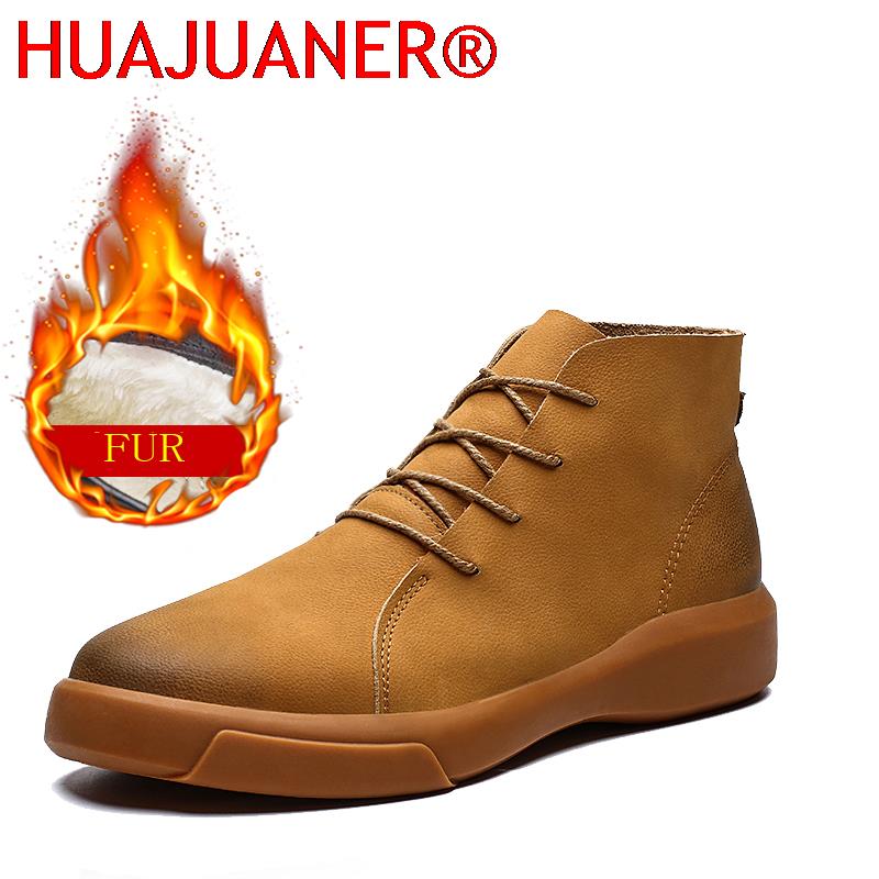Leather Work Boots - 高級ブランド 冬用ファー付き暖かいチェルシーブーツ メンズファッション ヴィンテージ アンクルブーツ テンドンソール