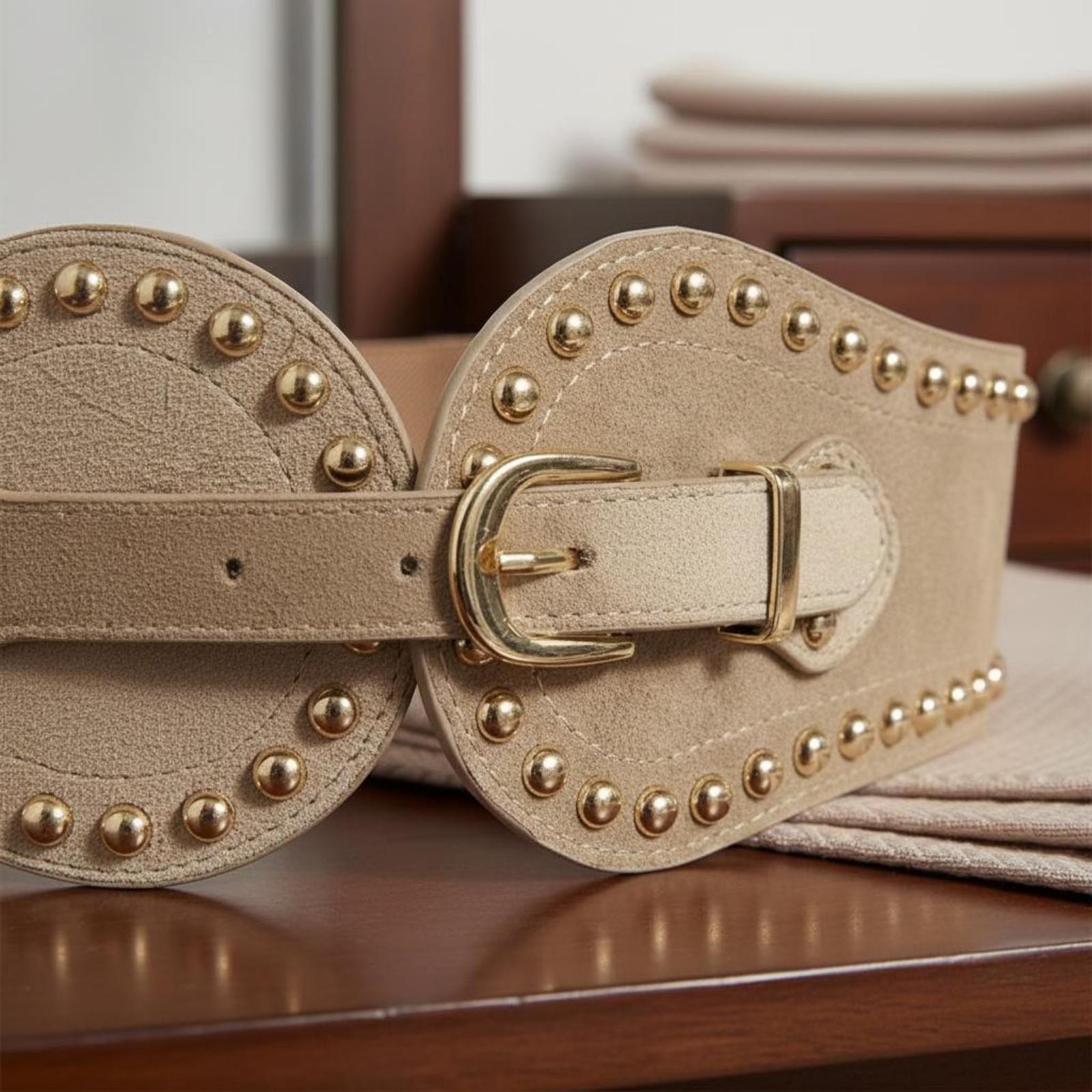 女性用、伸縮性のあるウエストベルト。スエード調のフェイクレザ - Leather Work Western のレビューと価格