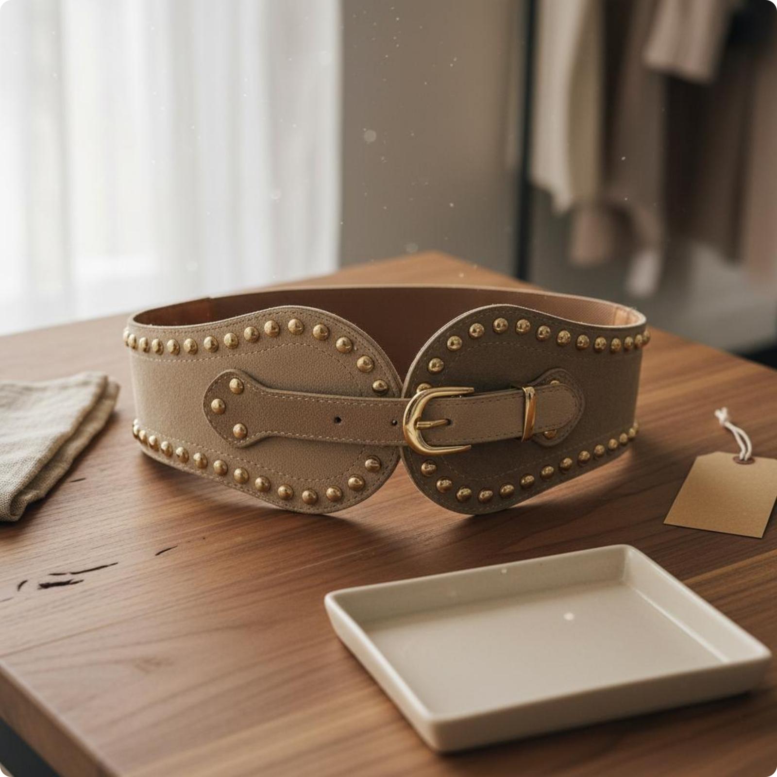 女性用、伸縮性のあるウエストベルト。スエード調のフェイクレザ - Leather Work Western のレビューと価格