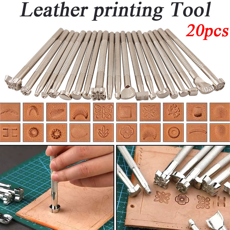 20個入り革印鑑彫刻ツールセット、スタンプ印刷パンチツールキ - Leatherwork Punch のレビューと価格