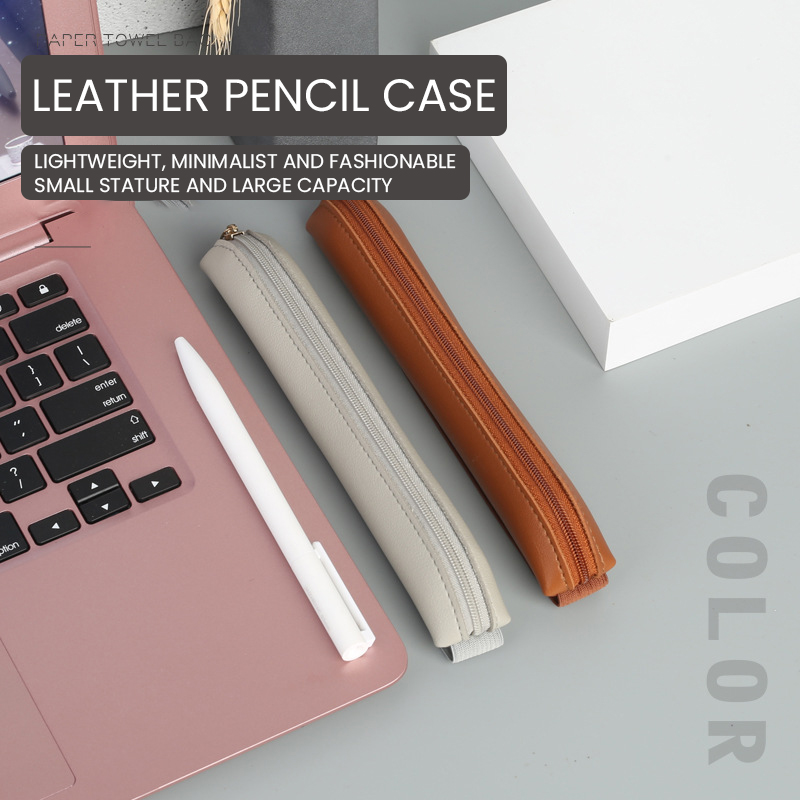 ジッパー付き鉛筆スリーブ付きPUレザーペンホルダー、ゴムバン - Leather Work Notebook のレビューと価格