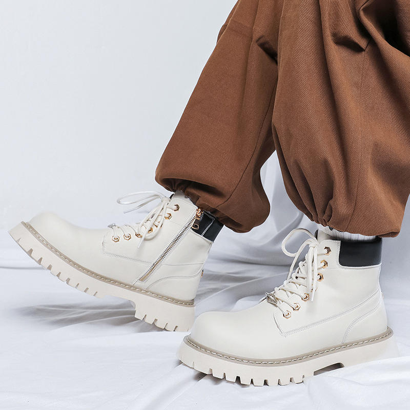プラスサイズメンズファッションパーティー宴会ドレスプラットフ - Leather Work Boots のレビューと価格