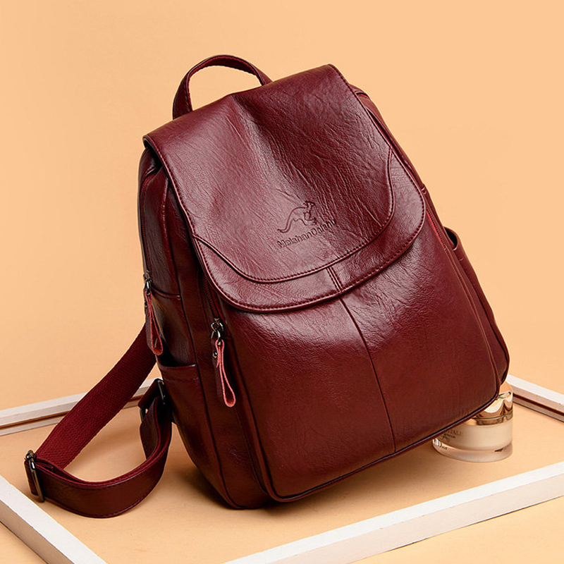 ヴィンテージ風ソフトレザーバックパック 女性用 9色展開 カ - Leather Work Backpack のレビューと価格