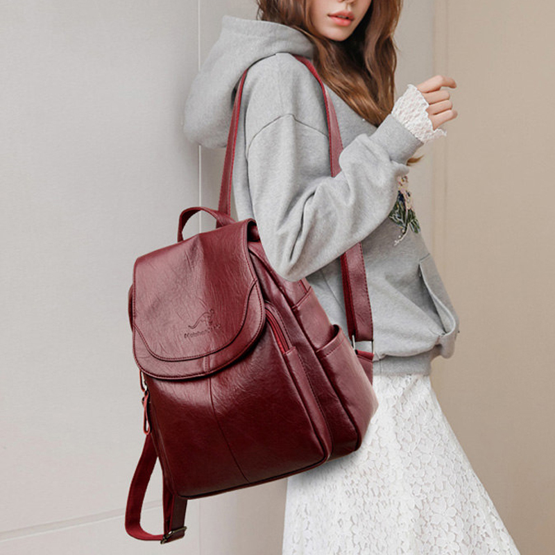 ヴィンテージ風ソフトレザーバックパック 女性用 9色展開 カ - Leather Work Backpack のレビューと価格