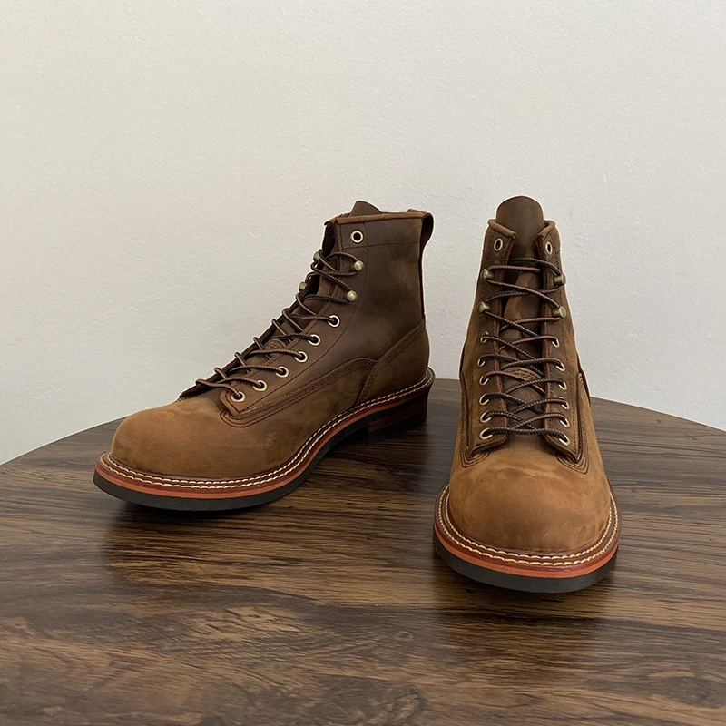ヴィンテージ英国男性アンクルブーツ手作り高品質牛革靴ツーリン - Leather Work Boots のレビューと価格