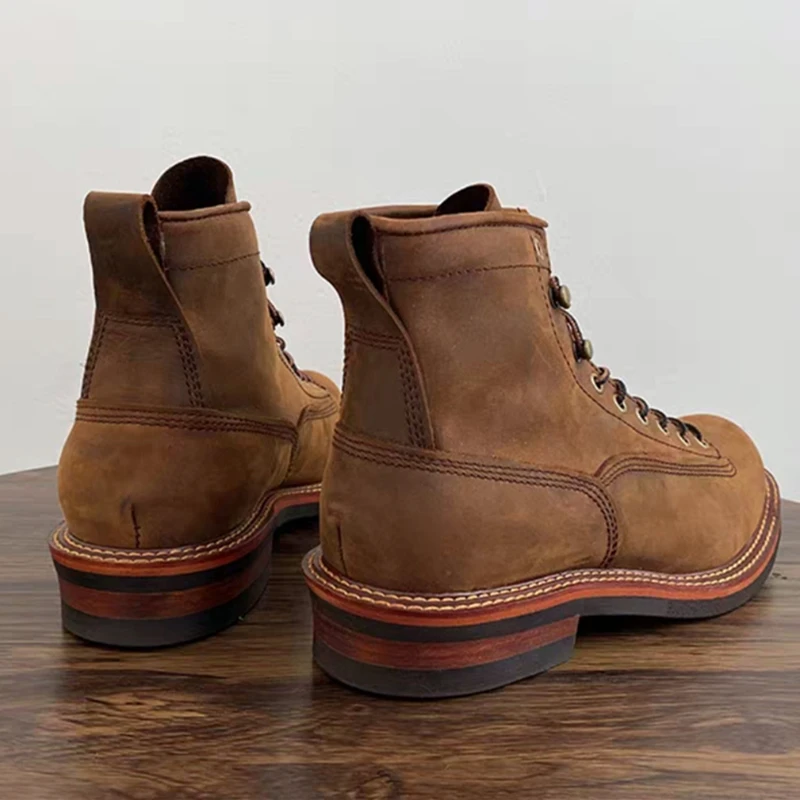 ヴィンテージ英国男性アンクルブーツ手作り高品質牛革靴ツーリン - Leather Work Boots のレビューと価格