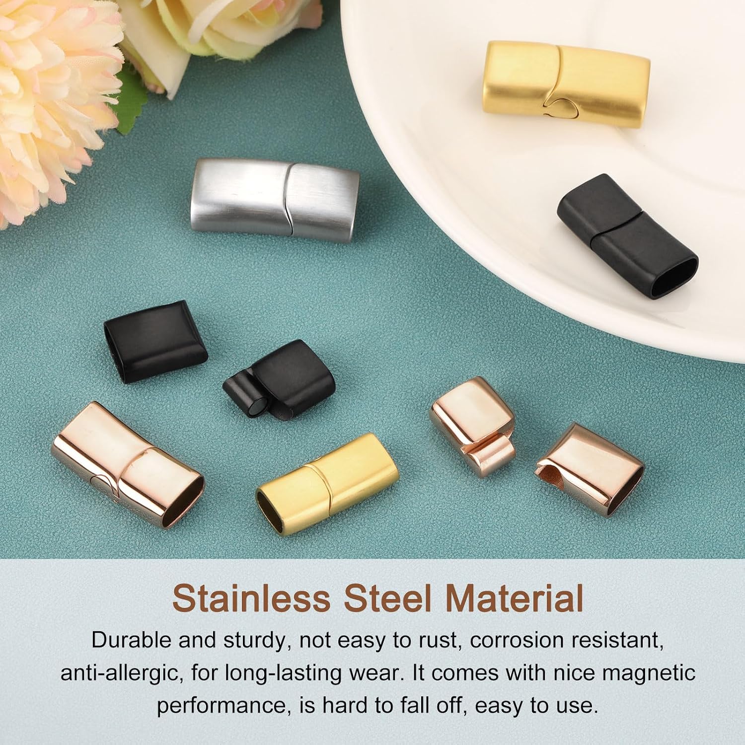 ステンレス製マグネットクラスプ 穴径12*6mm 8*4mm - Leatherwork Diy のレビューと価格