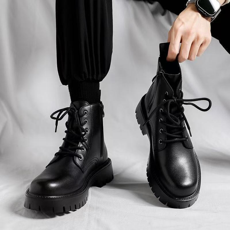 メンズチェルシーブーツ ブリティッシュスタイル ブラックレザ - Leather Work Boots のレビューと価格