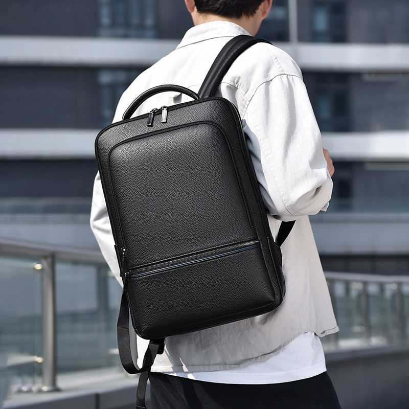 男性用PUレザーバックパック,USB充電器,エグゼクティブブ - Leather Work Backpack のレビューと価格
