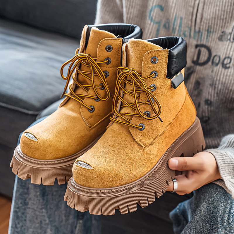 クラシックハイトップブーツアウトドアレザーメンズカジュアルア - Leather Work Boots のレビューと価格