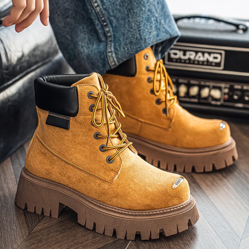 クラシックハイトップブーツアウトドアレザーメンズカジュアルア - Leather Work Boots のレビューと価格