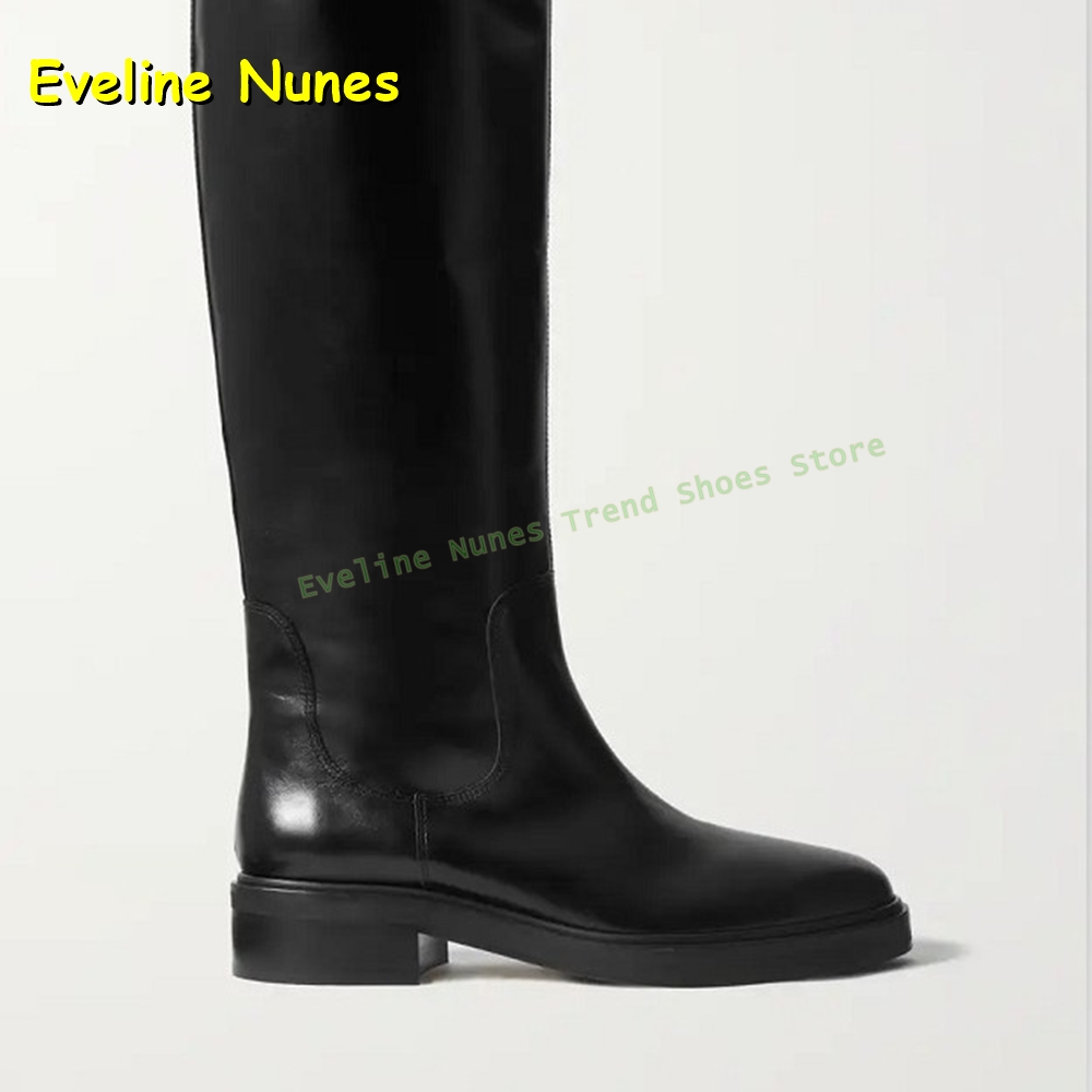 黒革ニーハイライディングブーツ レディース ラウンドトゥチャ - Leather Work Boots のレビューと価格