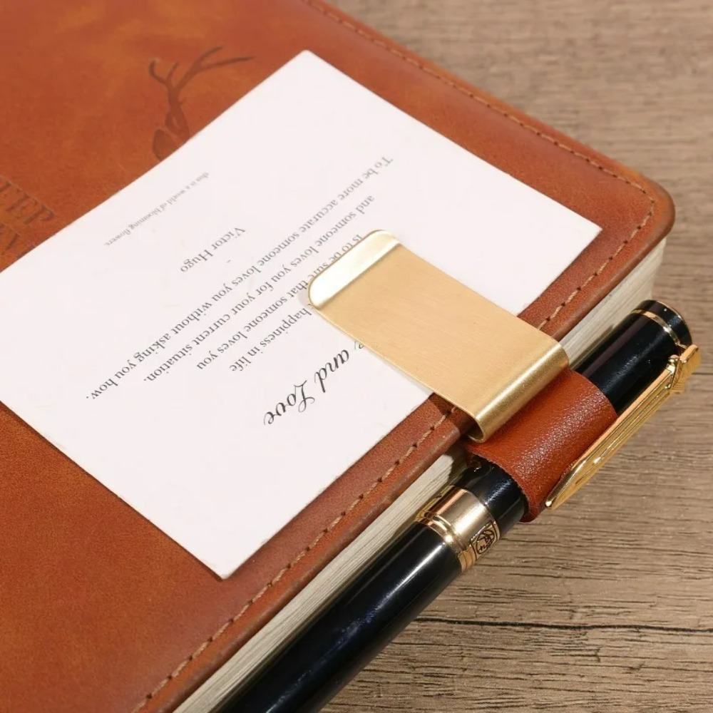 手作り革製真鍮ステンレス鋼ペンホルダークリップジャーナルノー - Leather Work Notebook のレビューと価格