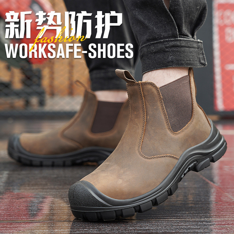 大きいサイズのメンズファッション、スチールトゥカバー付きワー - Leather Work Boots のレビューと価格