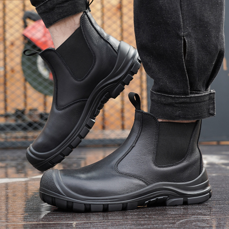 大きいサイズのメンズファッション、スチールトゥカバー付きワー - Leather Work Boots のレビューと価格