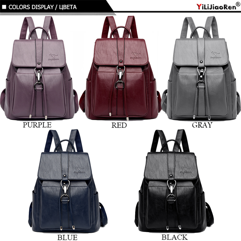 抗盗難バックパック女性のショルダーバッグ有名なブランドレザー - Leather Work Backpack のレビューと価格