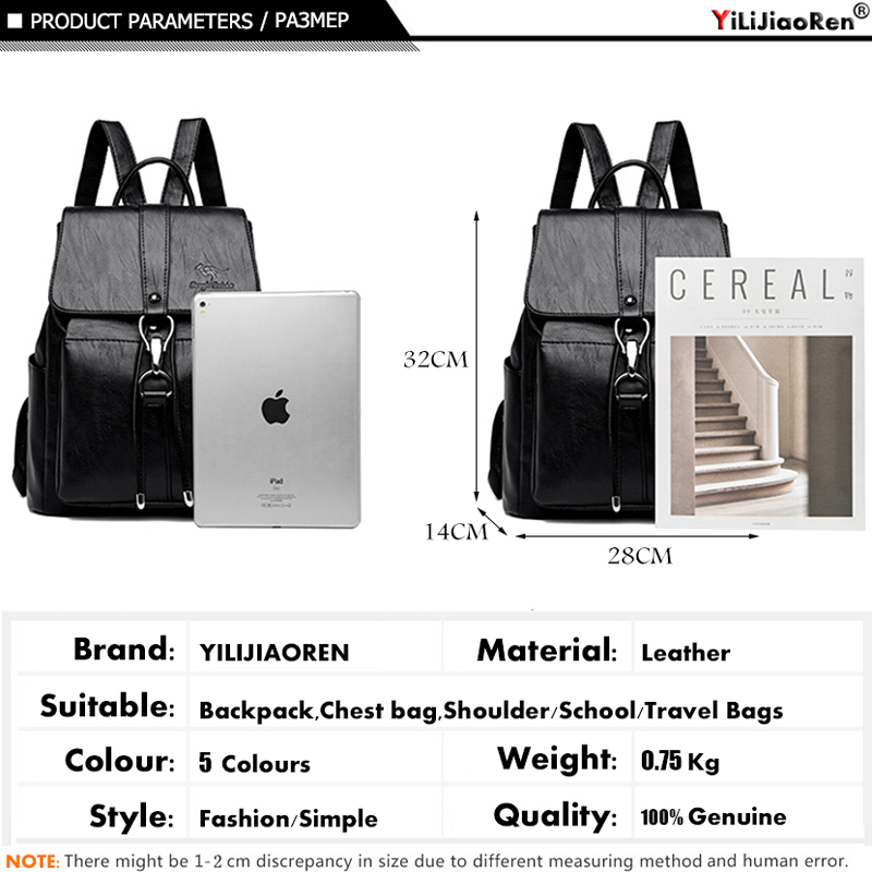 抗盗難バックパック女性のショルダーバッグ有名なブランドレザー - Leather Work Backpack のレビューと価格