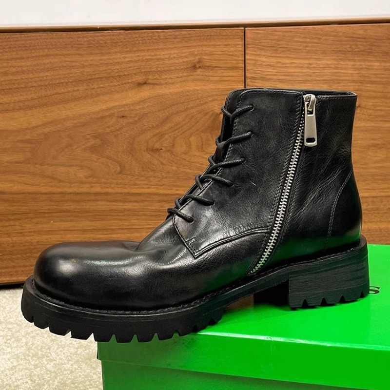 英国ファッションメンズアンクルブーツ本革レトロレースアップ作 - Leather Work Boots のレビューと価格