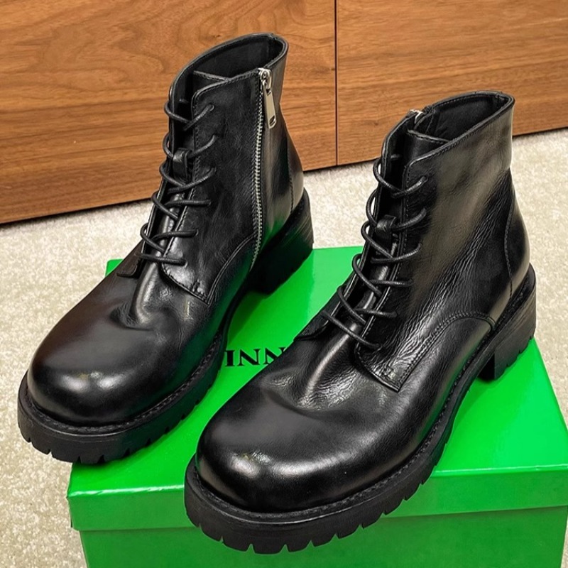 英国ファッションメンズアンクルブーツ本革レトロレースアップ作 - Leather Work Boots のレビューと価格