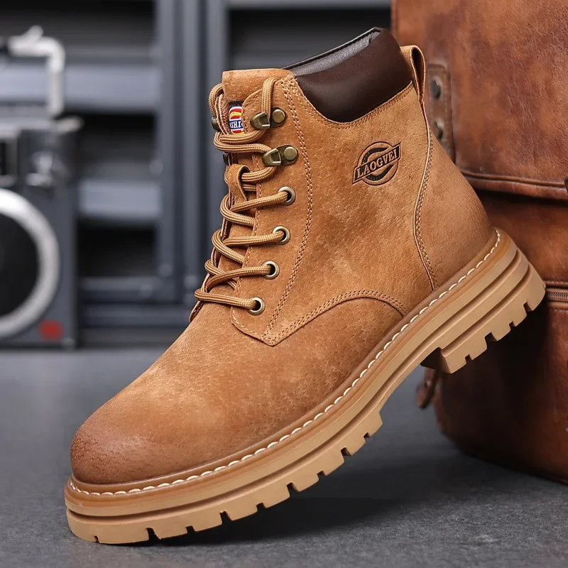 高品質メンズシューズ 本革メンズブーツ アウトドアカジュアル - Leather Work Boots のレビューと価格