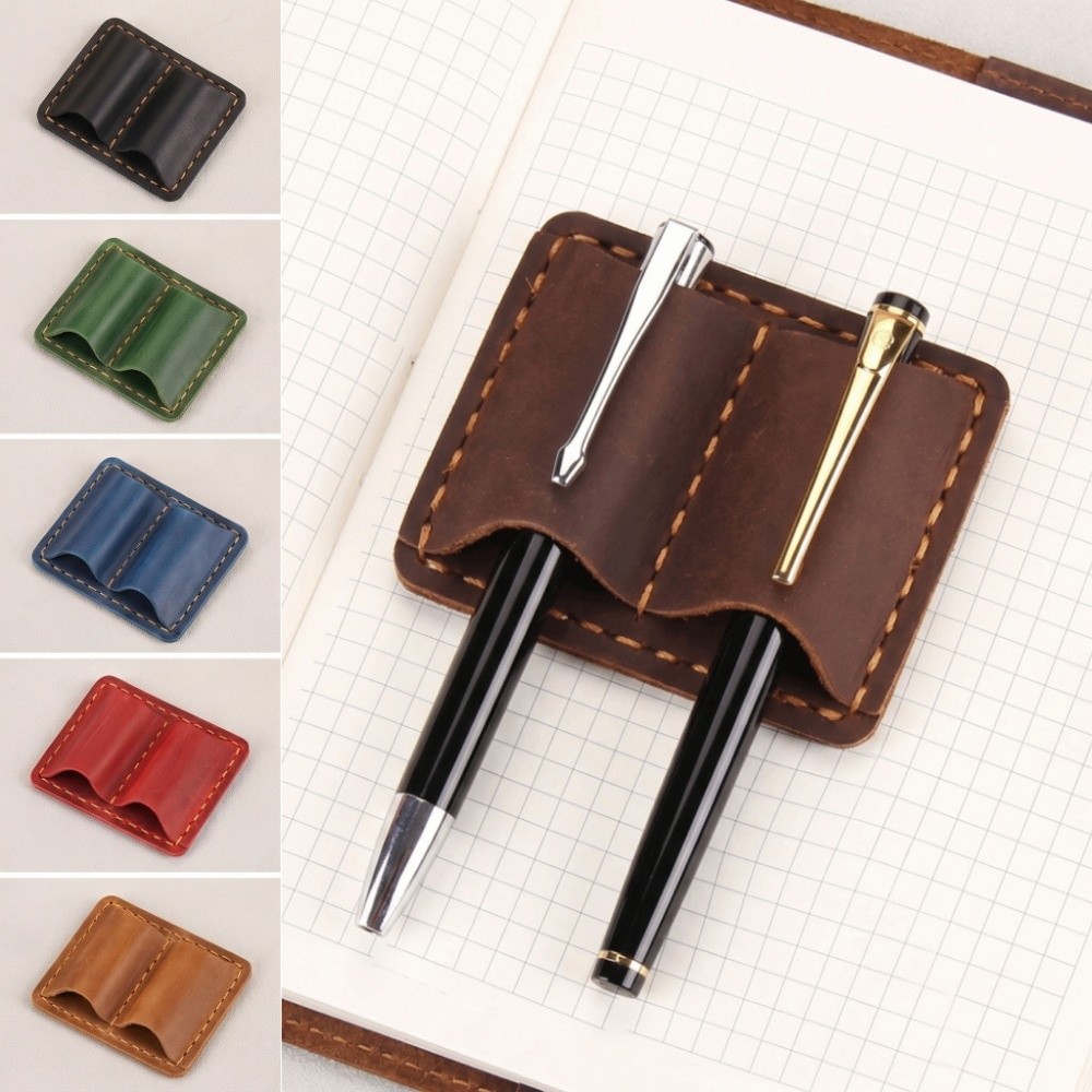 ダブルヴィンテージレザーペンループホルダー エレガントな手作 - Leather Work Notebook のレビューと価格