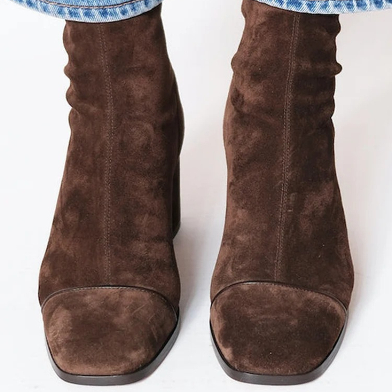 スエードレザーの女性のブーツポインテッドトゥジッパー付きウエ - Leather Work Western のレビューと価格