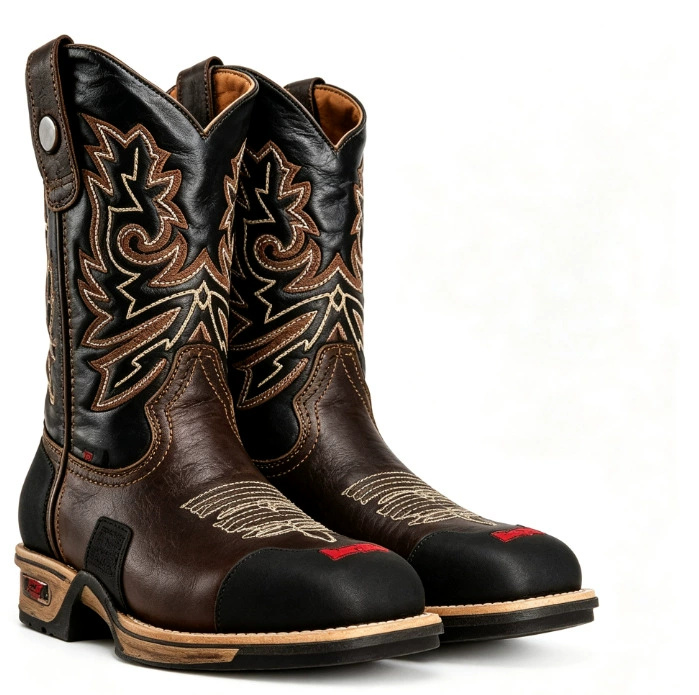 メンズ ブラウン ブラック ウエスタン ワーク カウボーイ  - Leather Work Western のレビューと価格