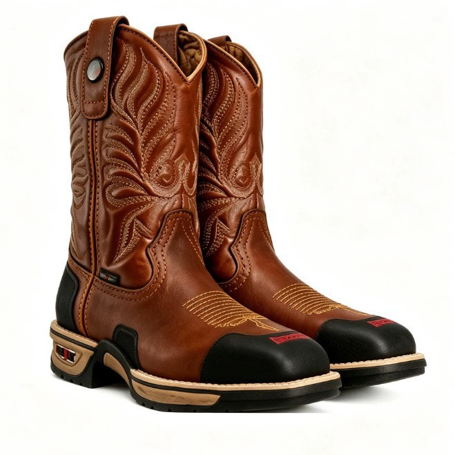 メンズ ブラウン ブラック ウエスタン ワーク カウボーイ  - Leather Work Western のレビューと価格