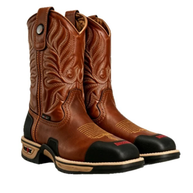 メンズ ブラウン ブラック ウエスタン ワーク カウボーイ  - Leather Work Western のレビューと価格