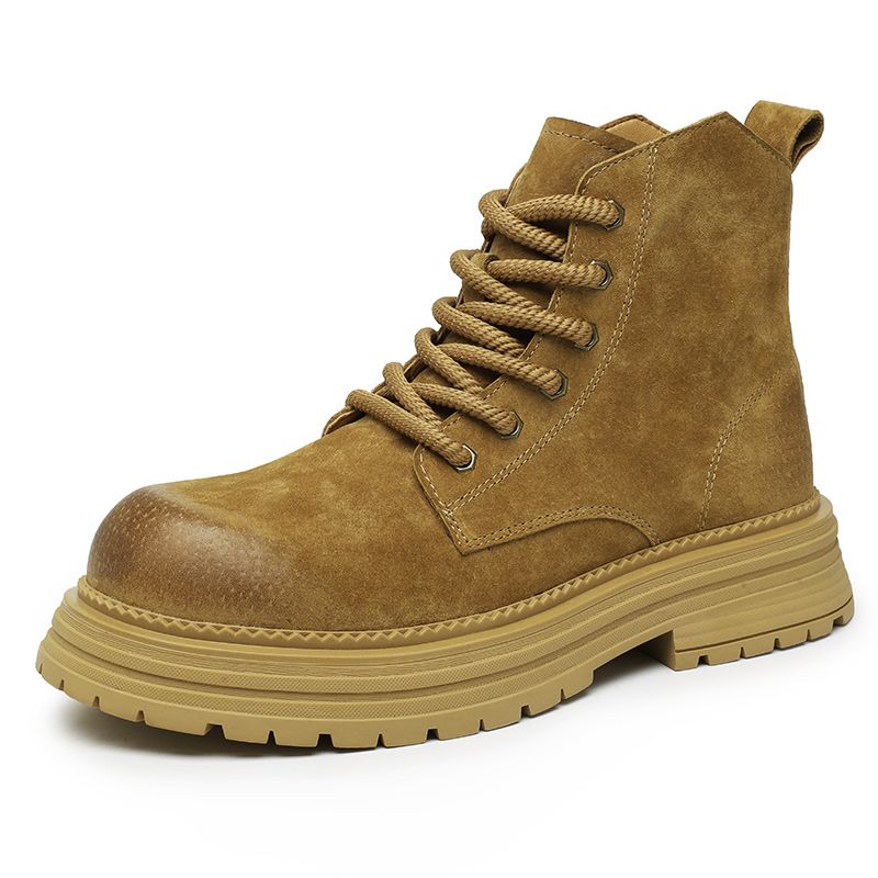 高品質男性アンクルブーツファッションレザーブーツアウトドアカ - Leather Work Boots のレビューと価格