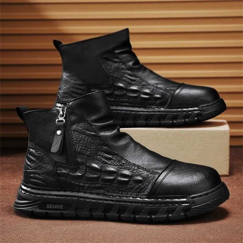 英国風のハイカット作業靴。男性用で、履き心地の良いレザーブー - Leather Work Boots のレビューと価格
