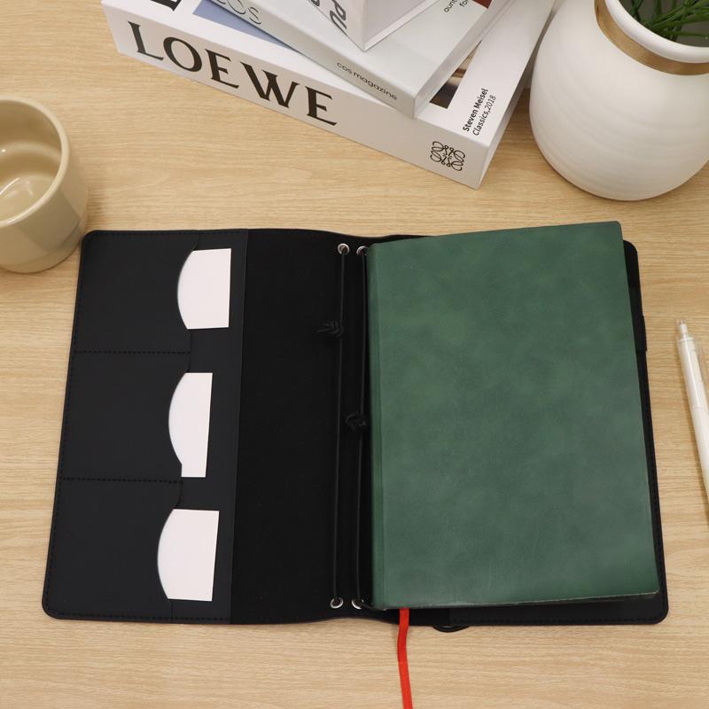 詰め替え可能なクレイジーホースレザーバインダーオーガナイザー - Leather Work Notebook のレビューと価格
