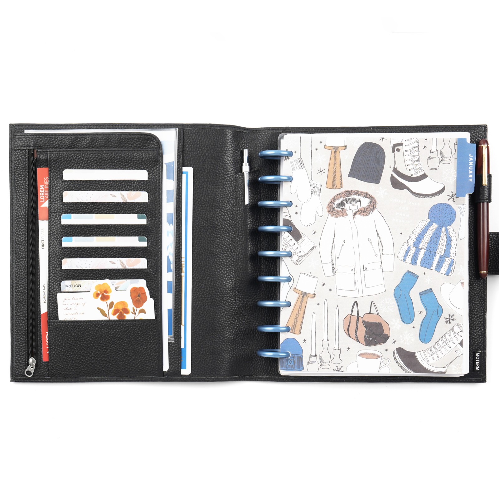 Moterm 本革ディスクバウンドプランナーカバー ハッピー - Leather Work Notebook のレビューと価格