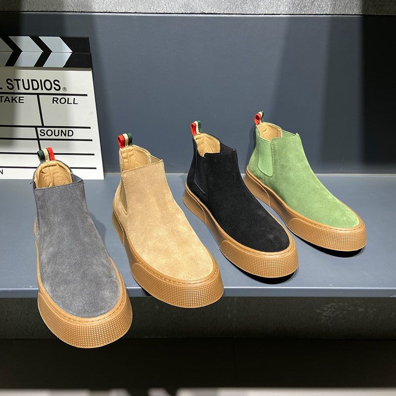 2026秋冬メンズチェルシーブーツ スリップオン PUレザー - Leather Work Boots のレビューと価格