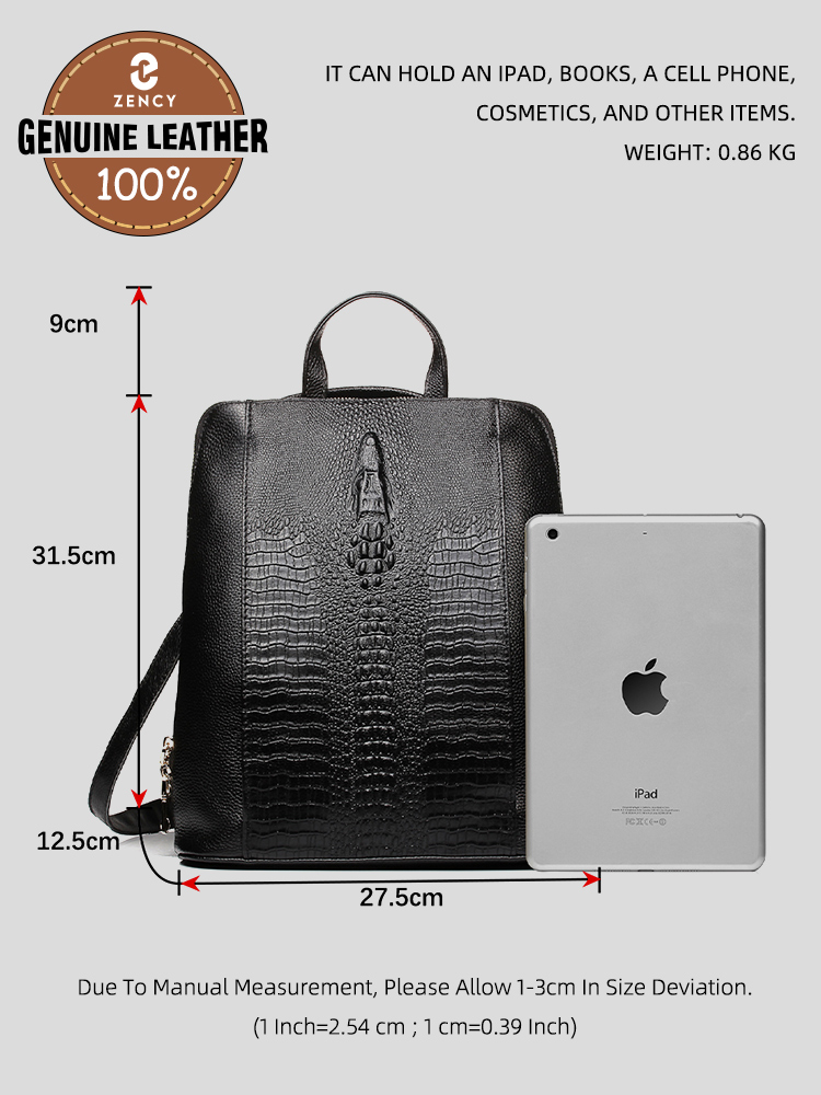 Zency レディース クロコダイルレザー バックパック 1 - Leather Work Backpack のレビューと価格